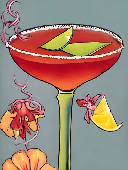 Cocktail spitz lime wedge inside cosmopolitan cocktail style